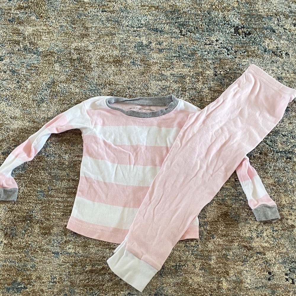 Soft Pink and White Striped Kids Pajama Set
